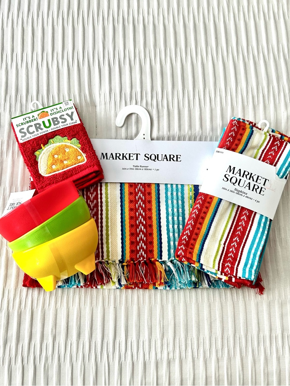 Table Runner, 4-pc. Napkin Set, Salsa Bowls; Fiesta or Cinco De Mayo